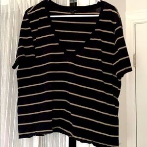 ALL SAINTS Striped Deep V Neck